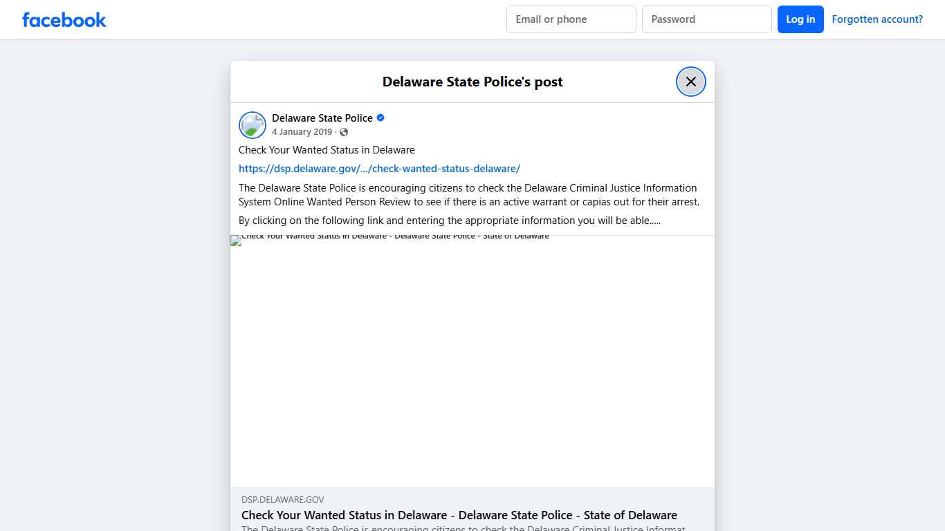 Check Your Wanted Status in... - Delaware State Police | Facebook